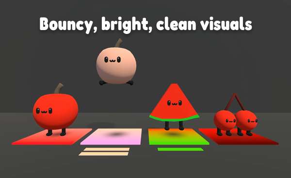 Fruit Dance game screenshot with peach and watermelon in air