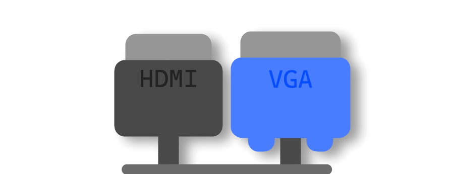 Artwork of HDMI and VGA cable ends