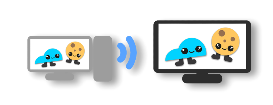 Artwork of a desktop projecting wirelessly to a TV